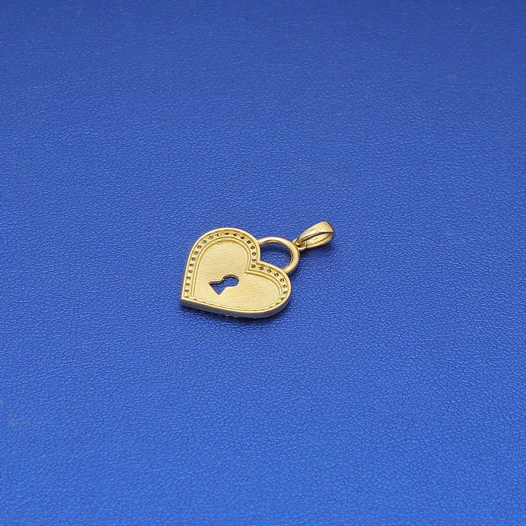 14k CZ Heart & Lock Fancy Pendant Back